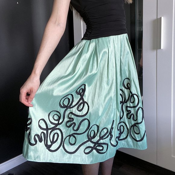 Dressbarn Black & Mint Dress - Size 4 - Picture 3 of 9